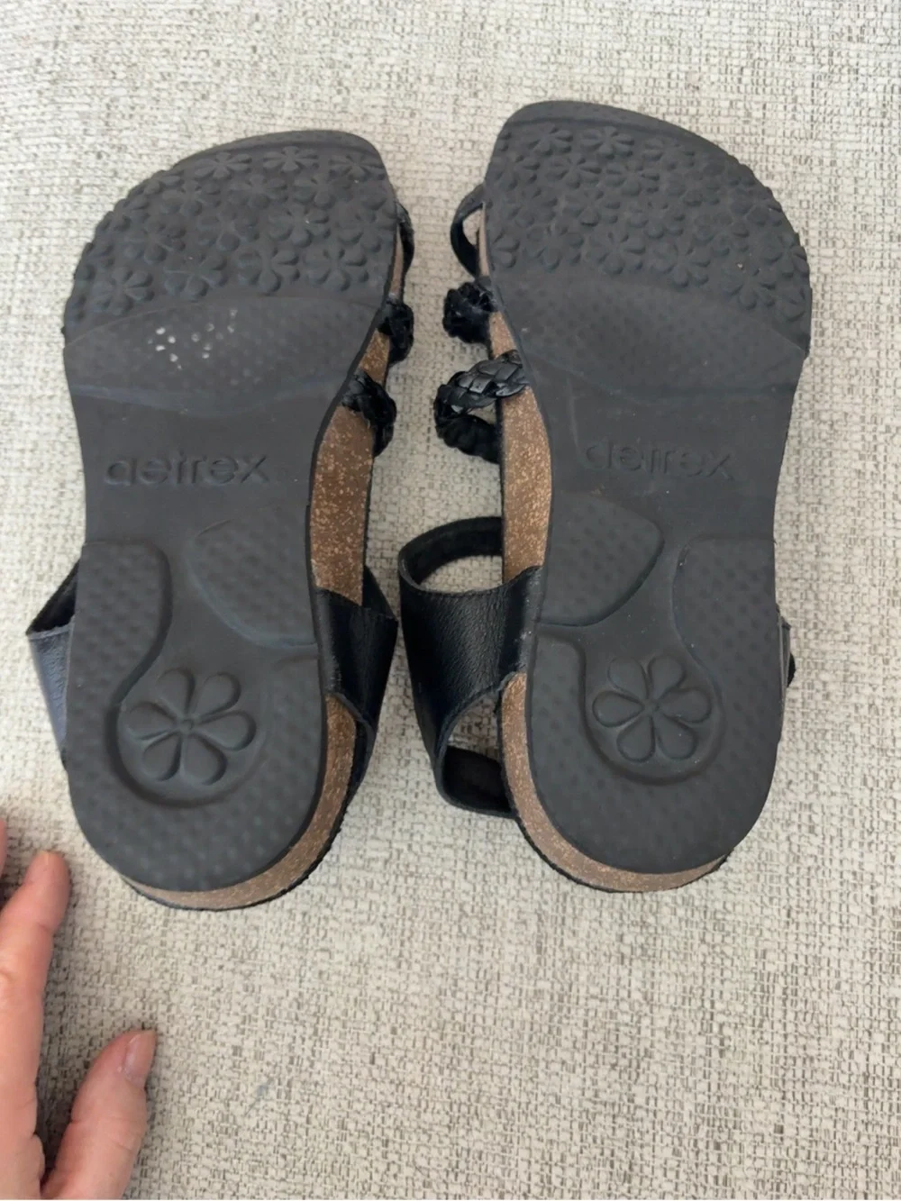 Aetrex Jillian Black Braided Leather Comfort Sandals Arch Support Size 8